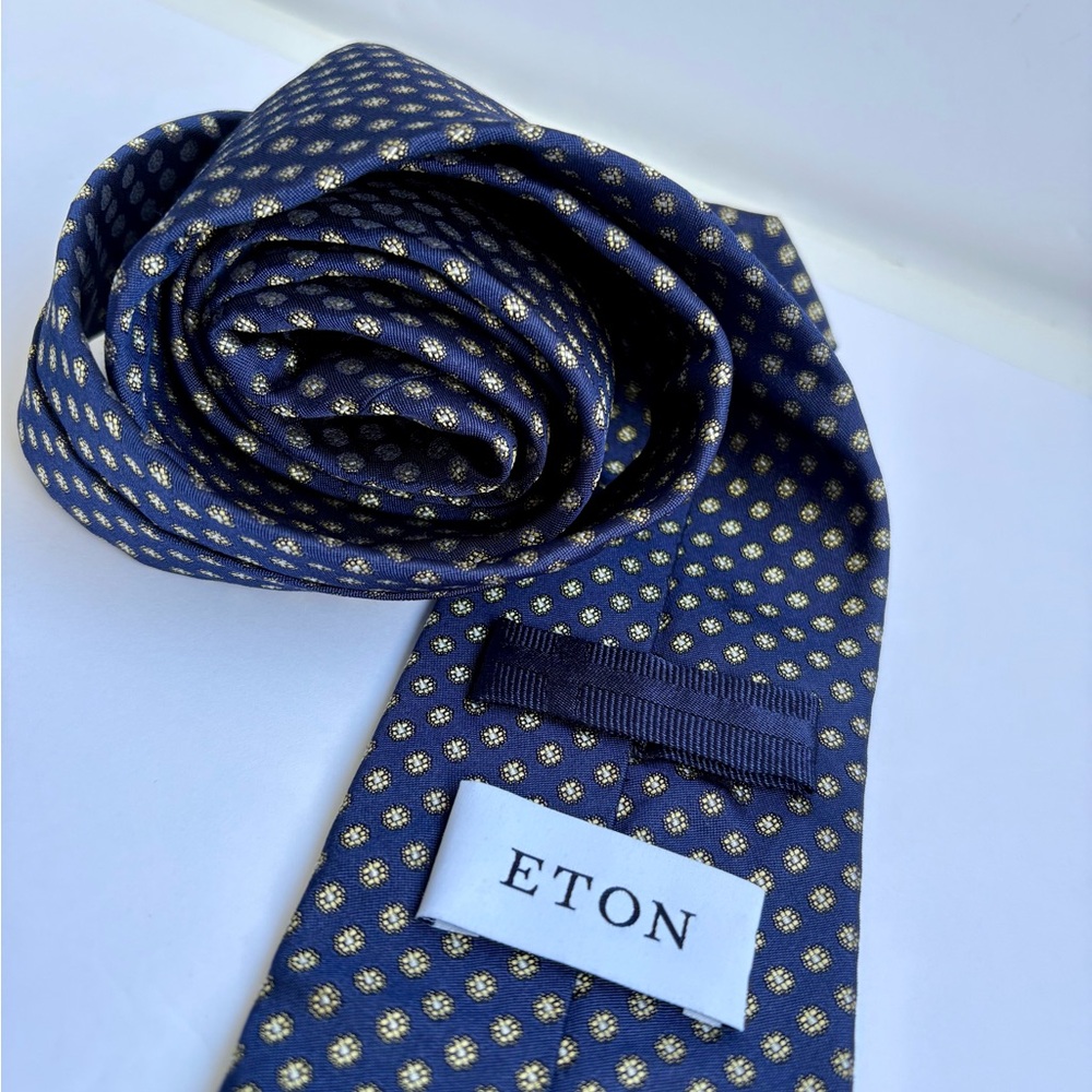 Eton Blue and Gold Patterned Tie